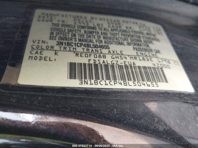 2011 NISSAN VERSA 1.8 SL VIN: 3N1BC1CP4BL504655