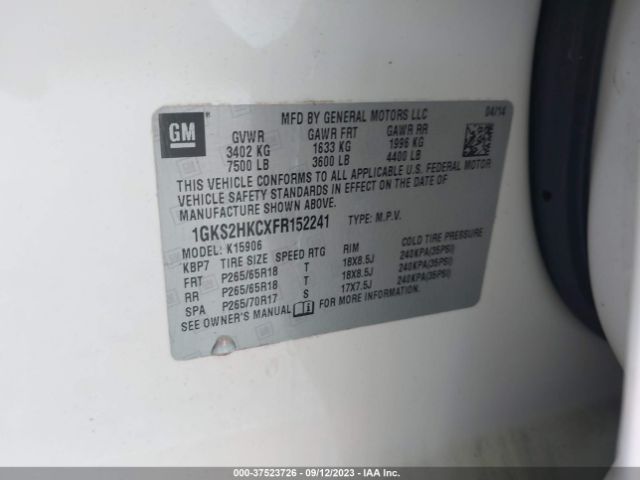 1GKS2HKCXFR152241 GMC Yukon Xl 1500 Slt