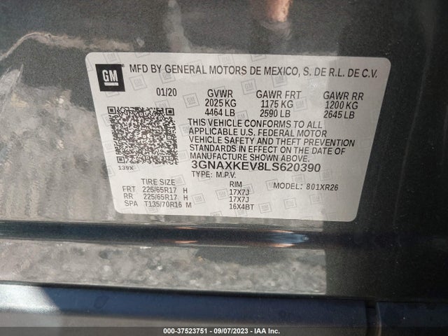Chevrolet EQUINOX LT 2020 3GNAXKEV8LS620390 Image 9