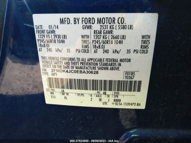 2FMDK4JC0EBA30628 Ford EDGE SEL