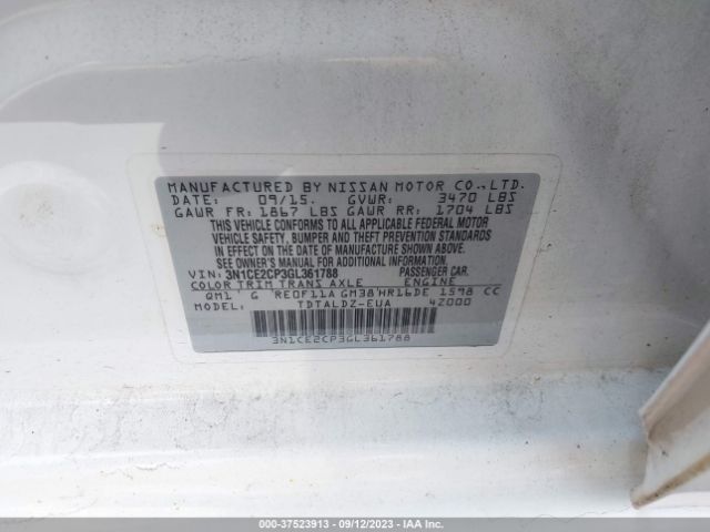 3N1CE2CP3GL361788 Nissan Versa Note Sv