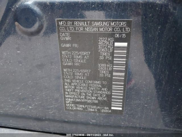 KNMAT2MVXFP580788 Nissan ROGUE S