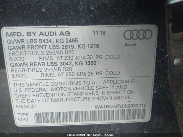 WA1BNAFY0K2032218 Audi Q5 45 Premium
