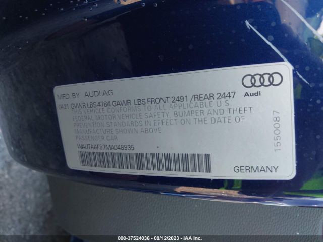 2021 AUDI A5 COUPE WAUTAAF57MA048935 Photo 8