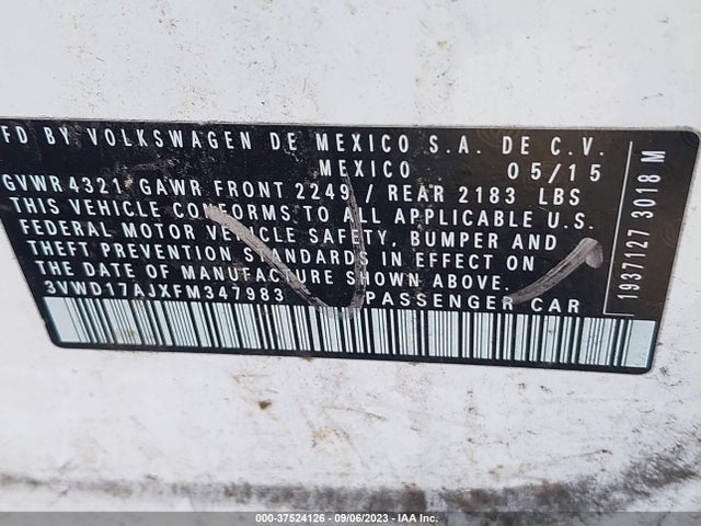 3VWD17AJXFM347983 Volkswagen Jetta Sedan 1.8t Se