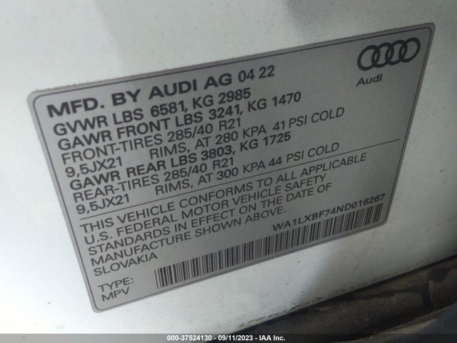 WA1LXBF74ND016267 Audi Q7 Premium Plus