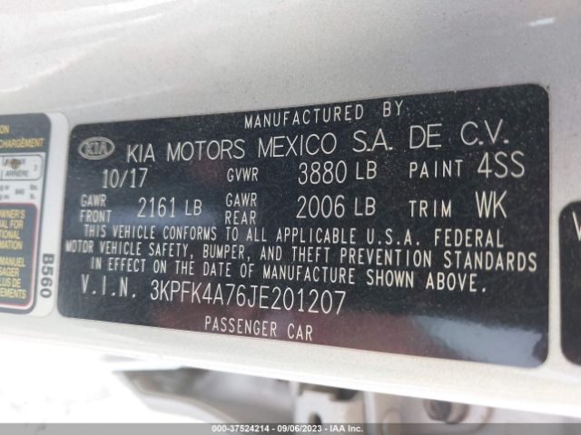 3KPFK4A76JE201207 KIA FORTE LX