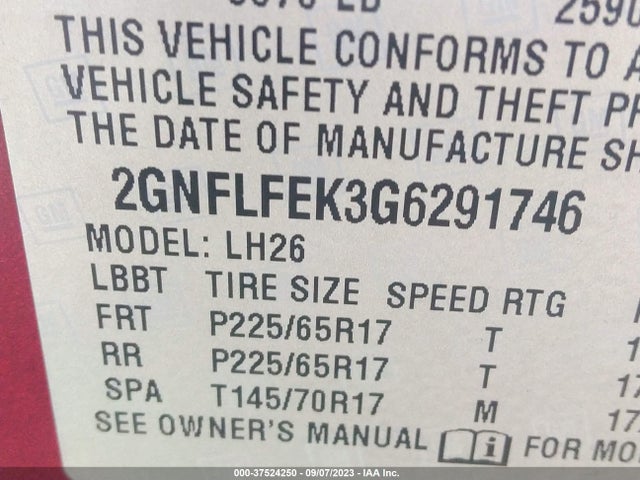 Chevrolet EQUINOX LT 2016 2GNFLFEK3G6291746 Image 9