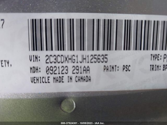 2C3CDXHG1JH125635 Dodge Charger Sxt Plus