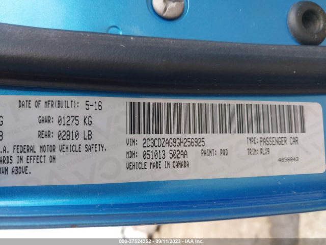 2C3CDZAG9GH256925 Dodge Challenger Sxt Plus