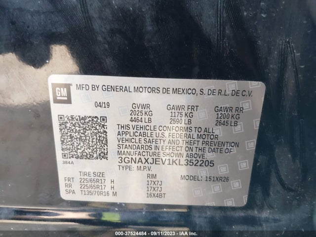 Chevrolet EQUINOX LT 2019 3GNAXJEV1KL352205 Image 9