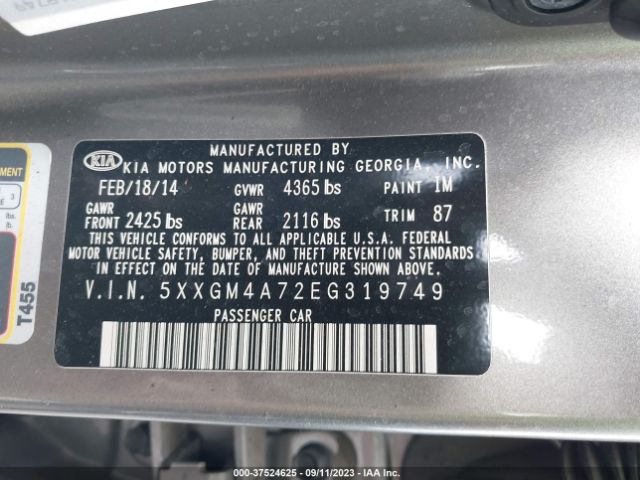 5XXGM4A72EG319749 KIA Optima Lx
