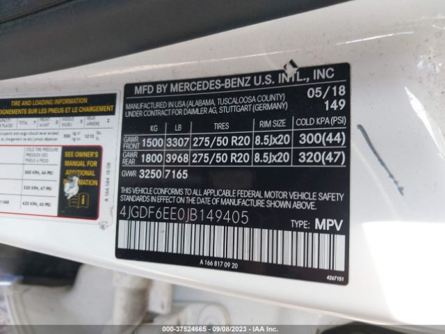 4JGDF6EE0JB149405 Mercedes-Benz Gls Gls 450