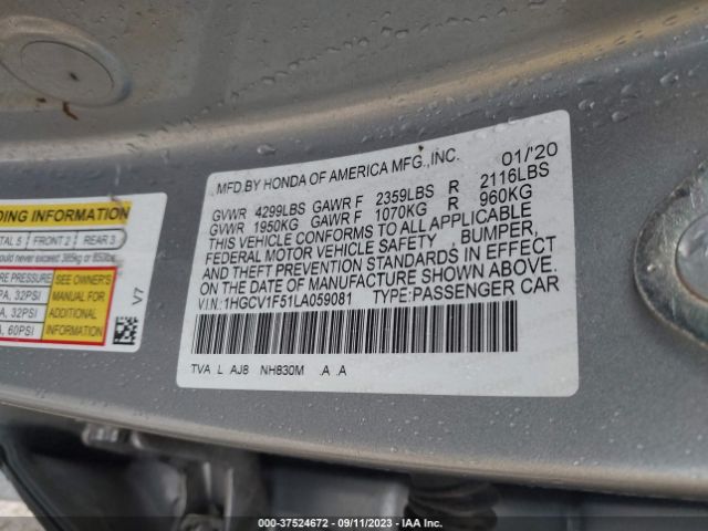 1HGCV1F51LA059081 Honda Accord Sedan Ex-l