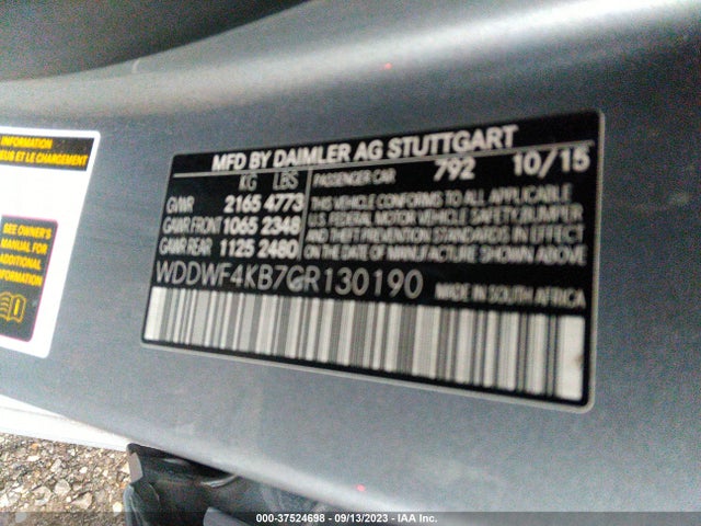 WDDWF4KB7GR130190 Mercedes-Benz C-class C 300