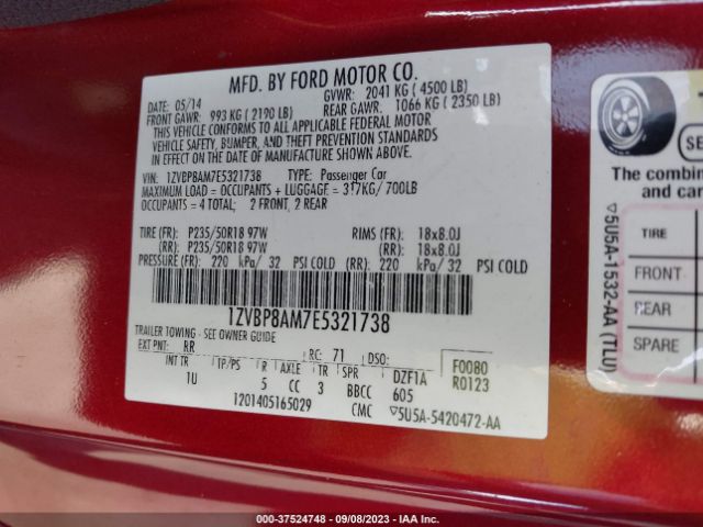 1ZVBP8AM7E5321738 Ford Mustang V6