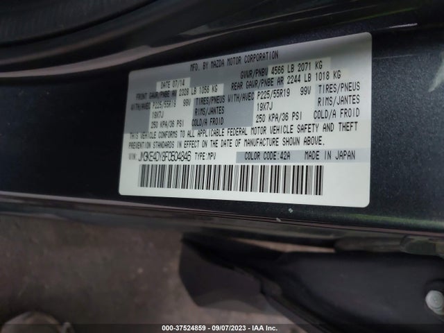 2015 MAZDA CX-5 GRAND TOURING VIN: JM3KE4DY8F0504846