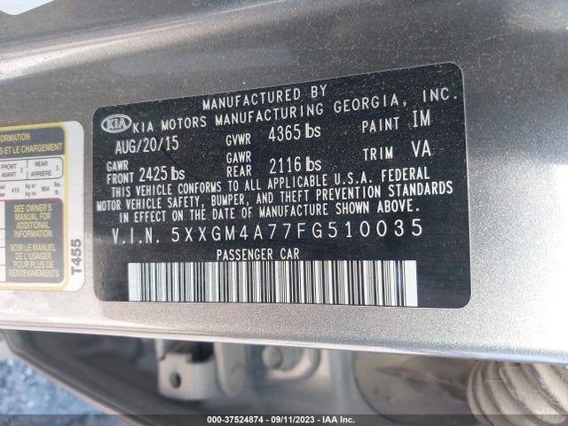 KIA Optima Lx 2015 5XXGM4A77FG510035 Image 9