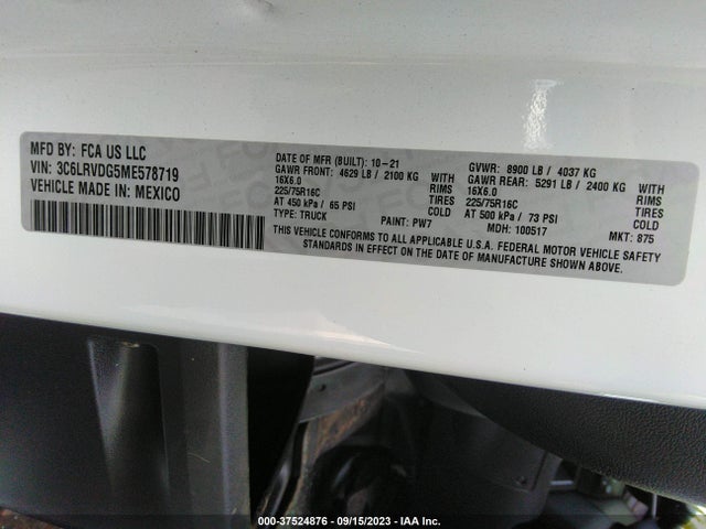 RAM Promaster Cargo Van 2021 3C6LRVDG5ME578719 Image 9