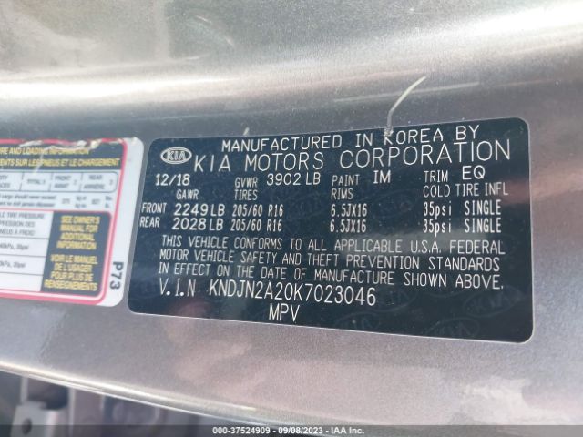 KNDJN2A20K7023046 KIA Soul Base