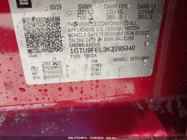 1GTU9FEL3KZ285840 GMC Sierra 1500 Denali