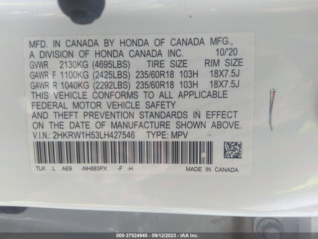 Honda CR-V EX 2020 2HKRW1H53LH427546 Image 9