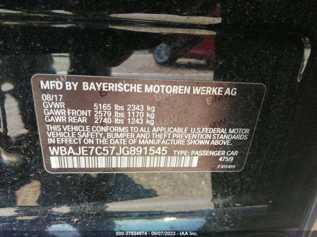 BMW 540i Xdrive 2018 WBAJE7C57JG891545 Image 9