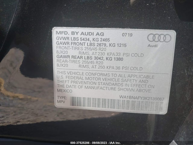 WA1BNAFY3K2139067 Audi Q5 Premium Plus