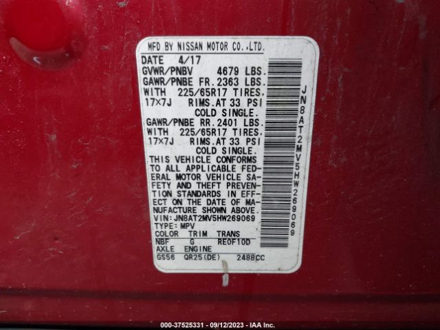 JN8AT2MV5HW269069 Nissan ROGUE SV