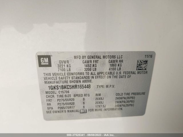 1GKS1BKC5HR165448 GMC YUKON SLT