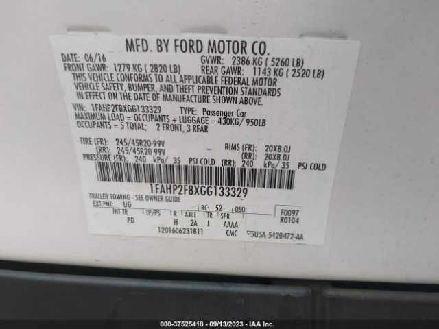1FAHP2F8XGG133329 Ford Taurus Limited