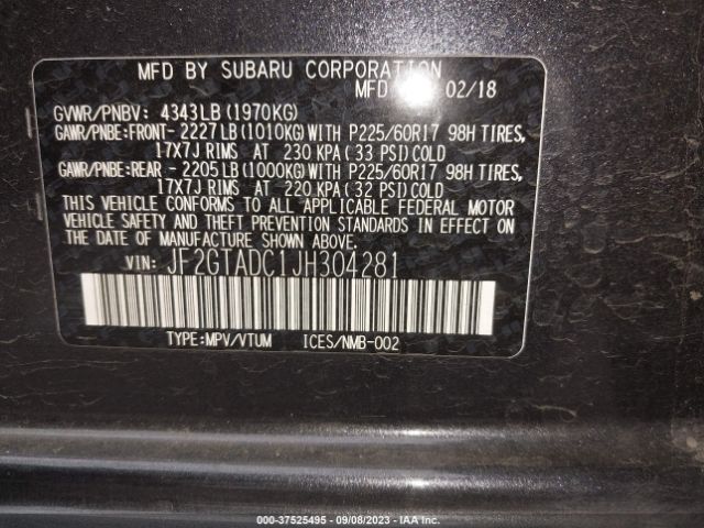 JF2GTADC1JH304281 Subaru Crosstrek Premium