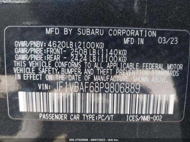 JF1VBAF68P9806889 Subaru Wrx Premium