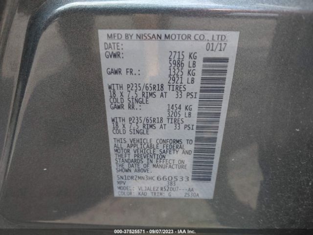 5N1DR2MN3HC660533 Nissan Pathfinder Sv