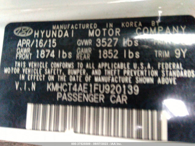 2015 HYUNDAI ACCENT GLS VIN: KMHCT4AE1FU920139