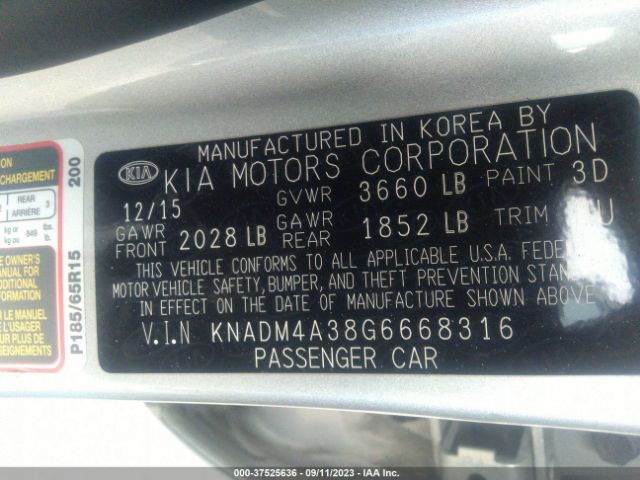 KNADM4A38G6668316 KIA RIO LX