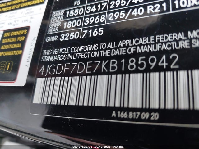 Mercedes-Benz Gls 550 2019 4JGDF7DE7KB185942 Image 9