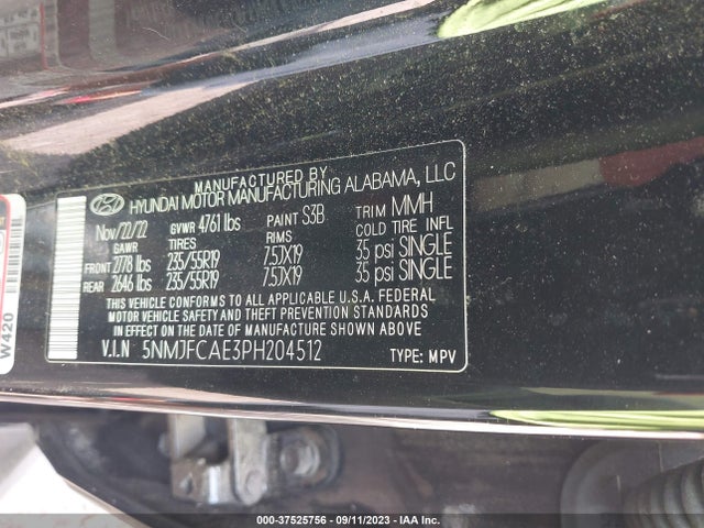 2023 HYUNDAI TUCSON SEL VIN: 5NMJFCAE3PH204512