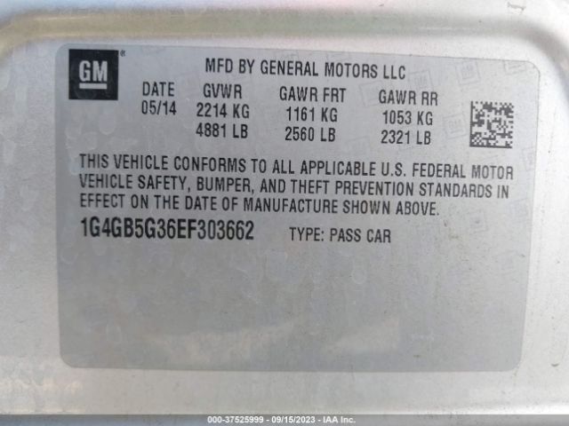 1G4GB5G36EF303662 Buick Lacrosse