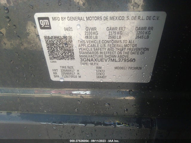 Chevrolet Equinox Awd Lt 2021 3GNAXUEV7ML379560 Image 9