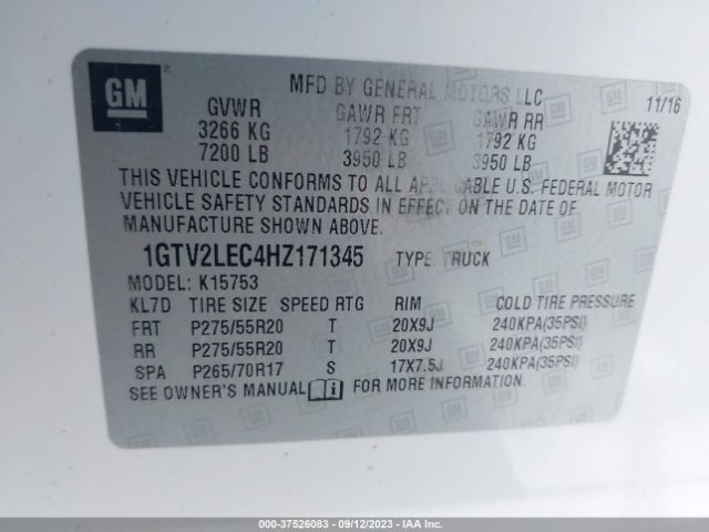 1GTV2LEC4HZ171345 GMC SIERRA 1500