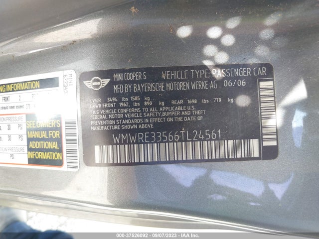2006 MINI COOPER HARDTOP WMWRE33566TL24561 Photo 8