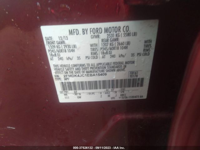 2FMDK4JC1EBA15409 Ford EDGE SEL