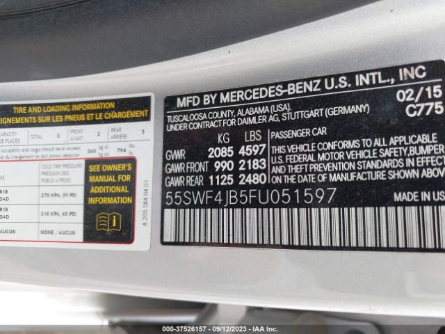 55SWF4JB5FU051597 Mercedes-Benz C-class C 300