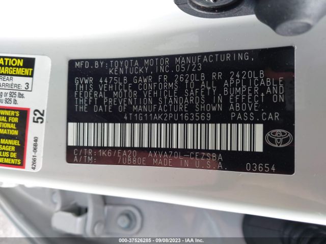 4T1G11AK2PU163569 Toyota Camry Se/se Nightshade