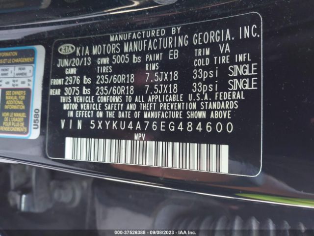 5XYKU4A76EG484600 KIA SORENTO EX