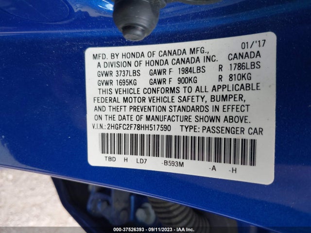 Honda Civic Sedan Ex 2017 2HGFC2F78HH517590 Image 16