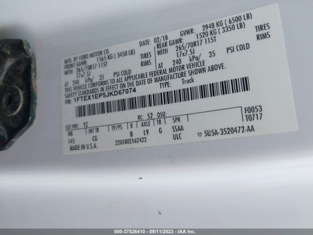 1FTEX1EP5JKD67074 Ford F-150 Xl/xlt/lariat