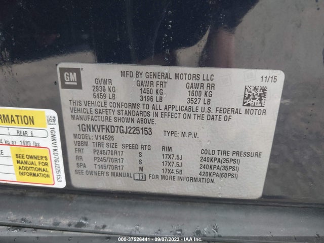 Chevrolet Traverse Ls 2016 1GNKVFKD7GJ225153 Image 9