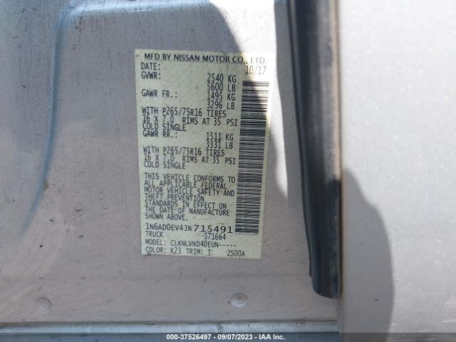 1N6AD0EV4JN715491 Nissan Frontier Pro-4x